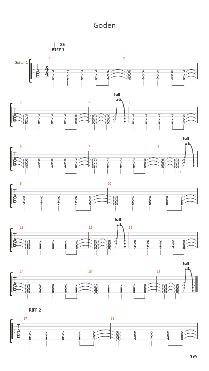 Goden吉他谱