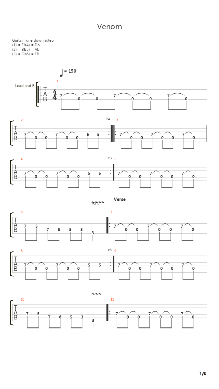 Venom吉他谱