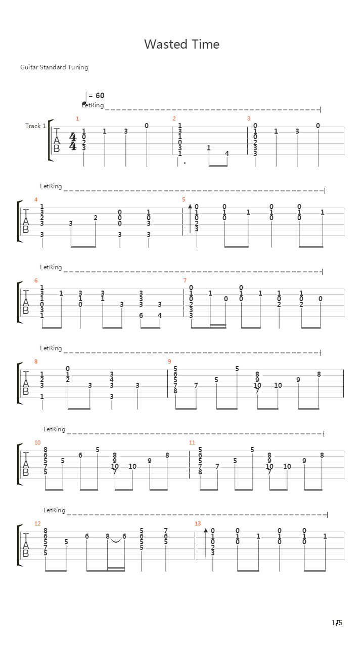 Wasted Time吉他谱