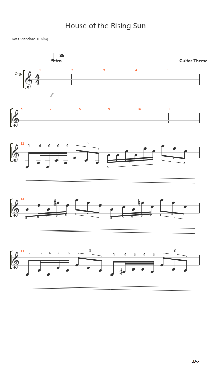 House Of The Rising Sun吉他谱