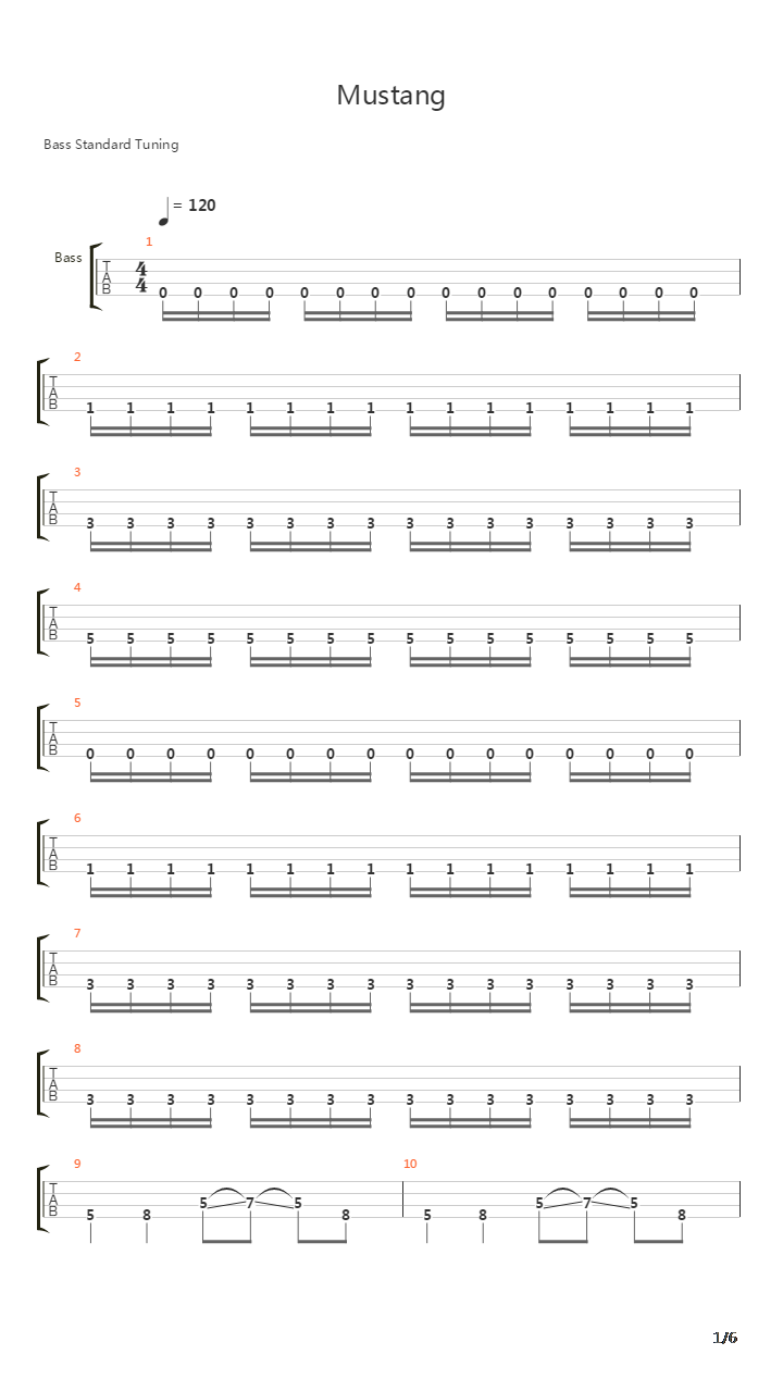 Mustang吉他谱