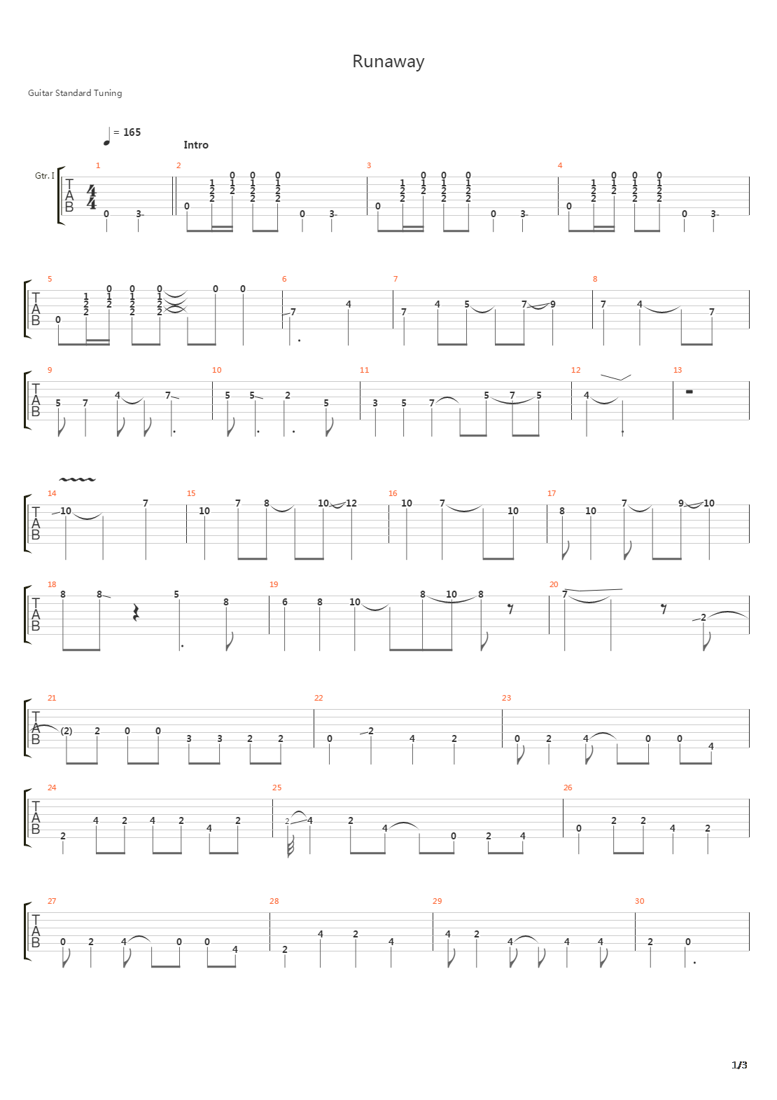 Runaway吉他谱