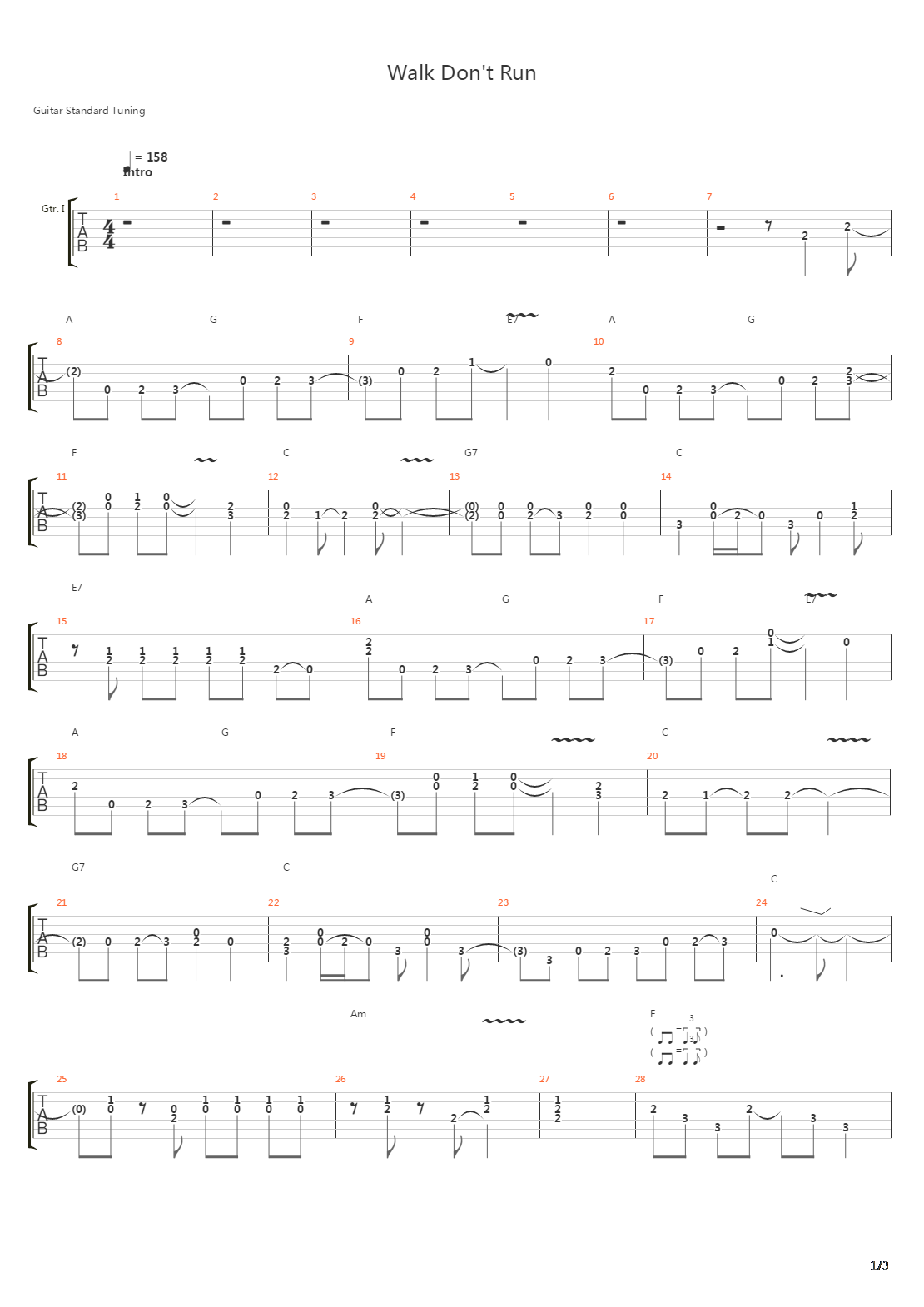 Walk Dont Run吉他谱