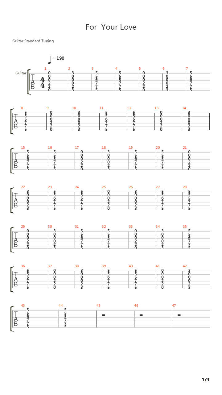 For Your Love吉他谱