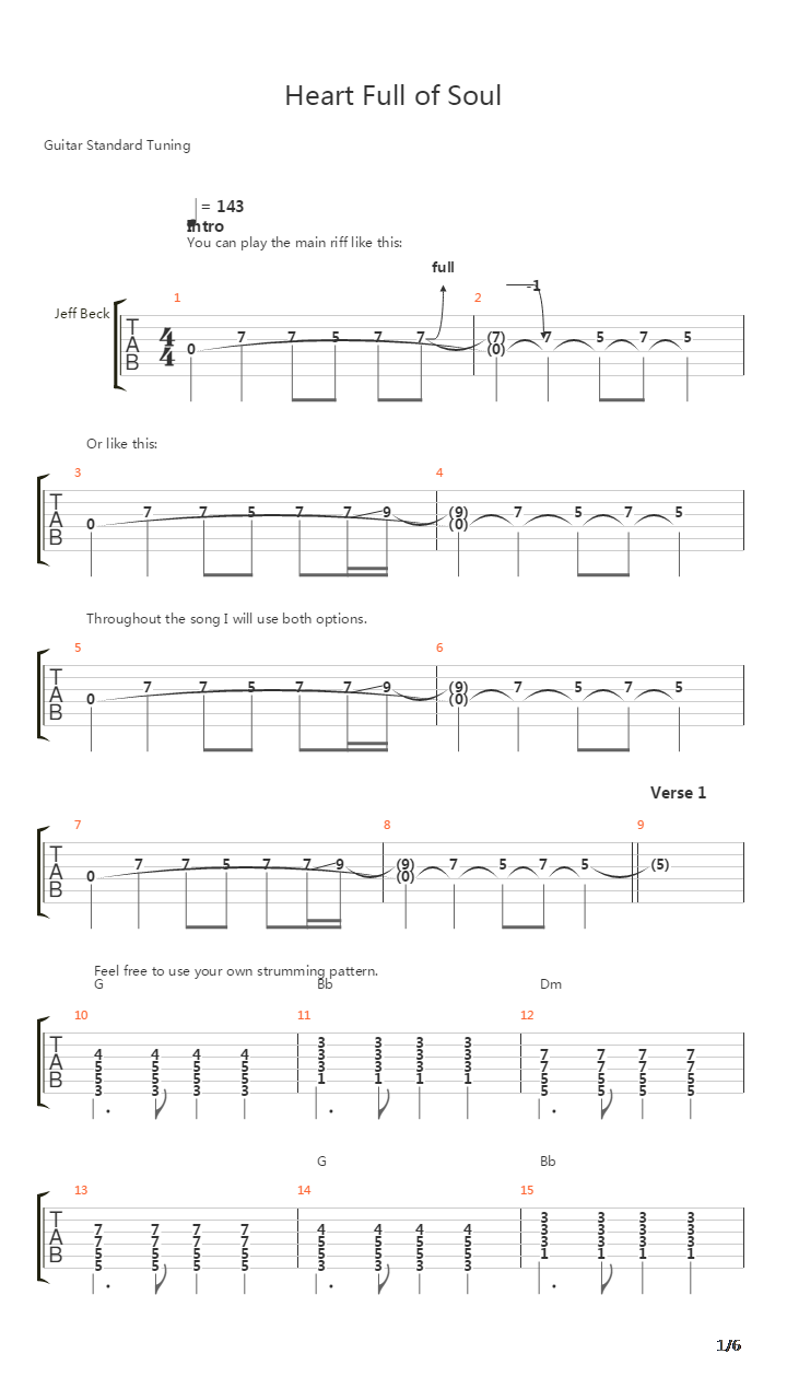 Heart Full Of Soul吉他谱