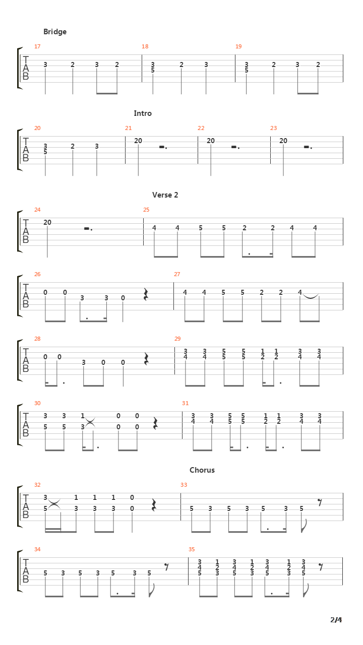 Over Under Sideways Down吉他谱