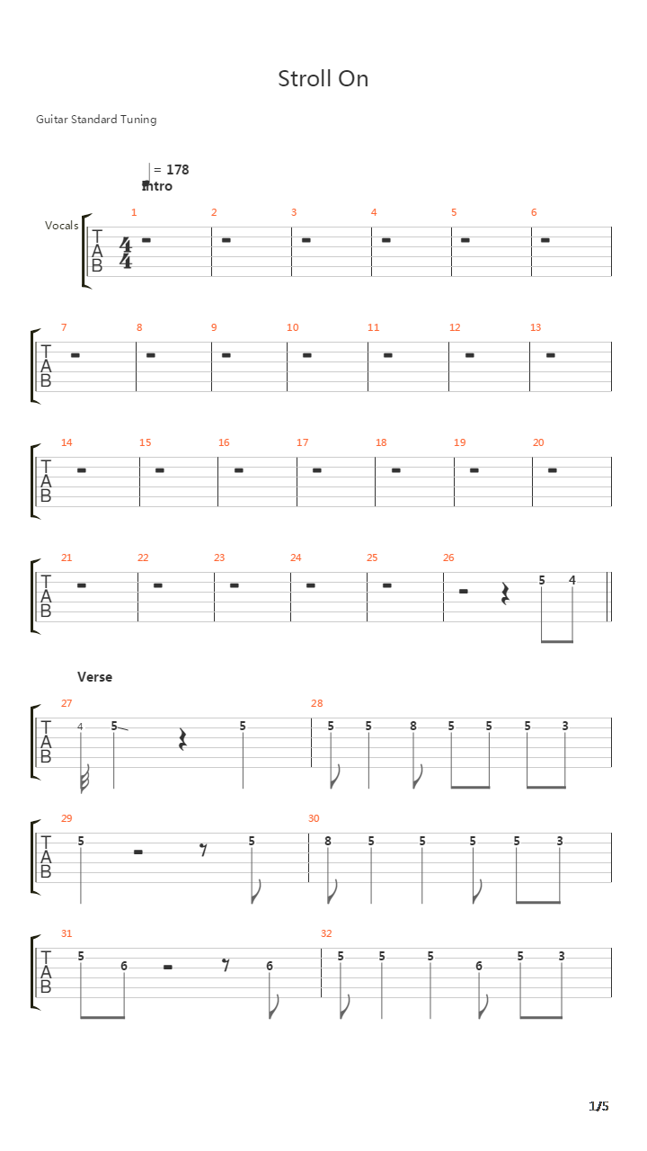 Stroll On吉他谱