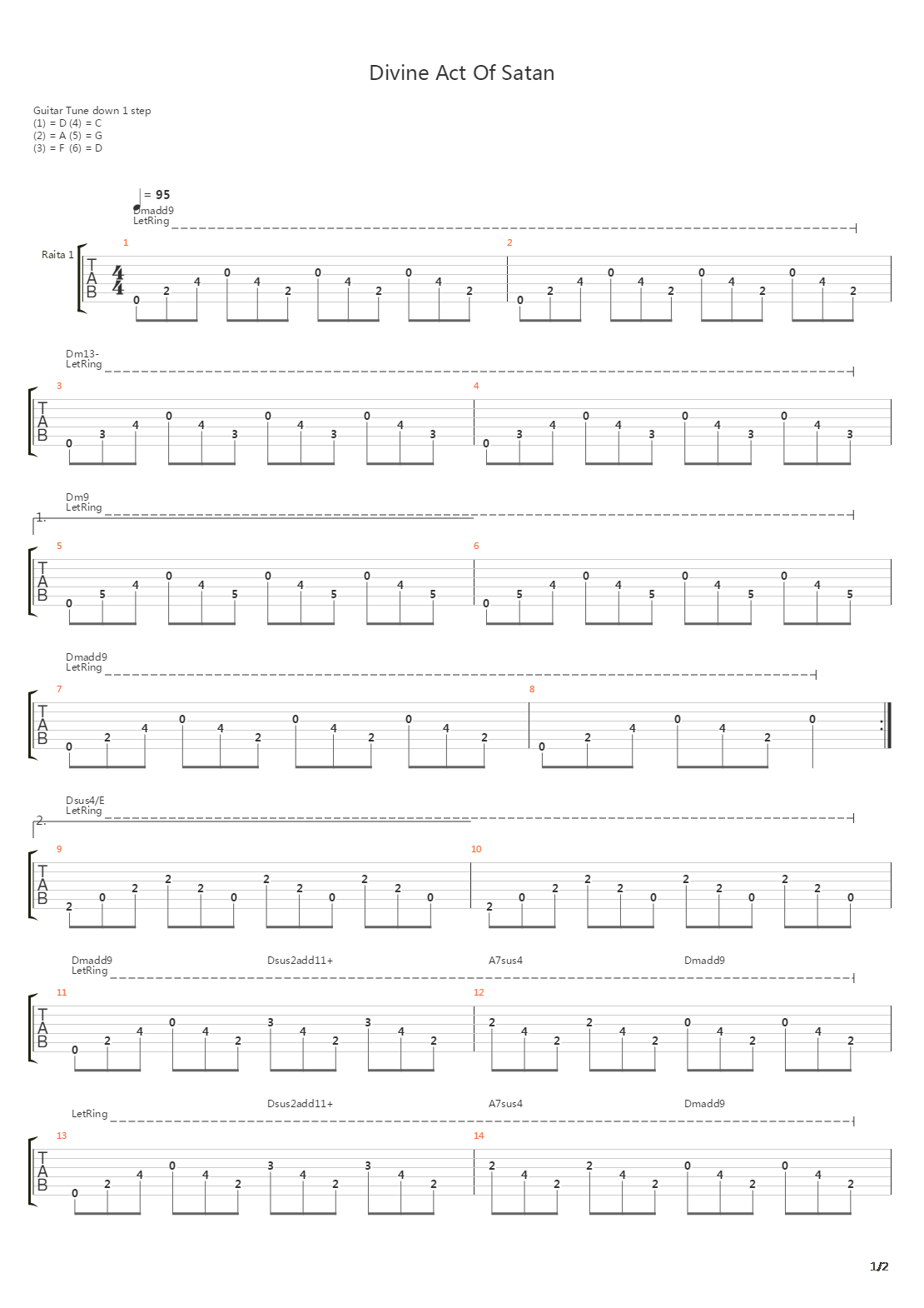 Divine Act Of Satan吉他谱