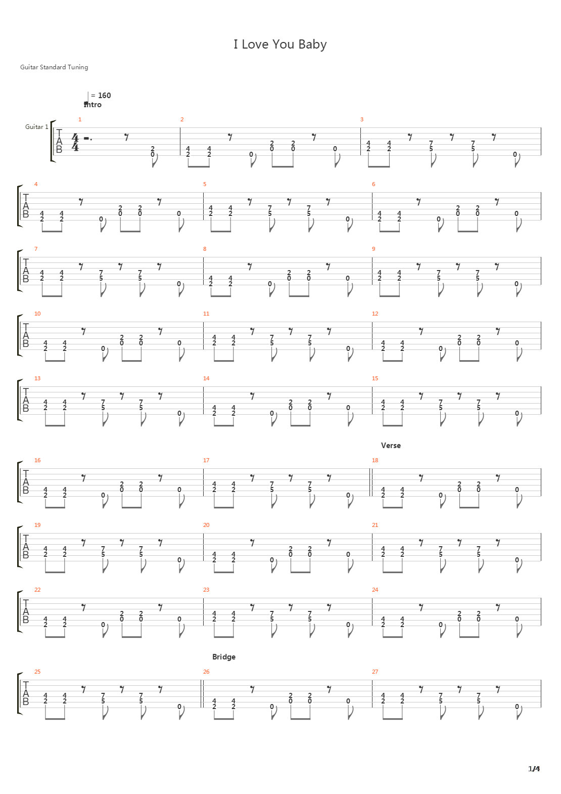 I Love You Baby吉他谱