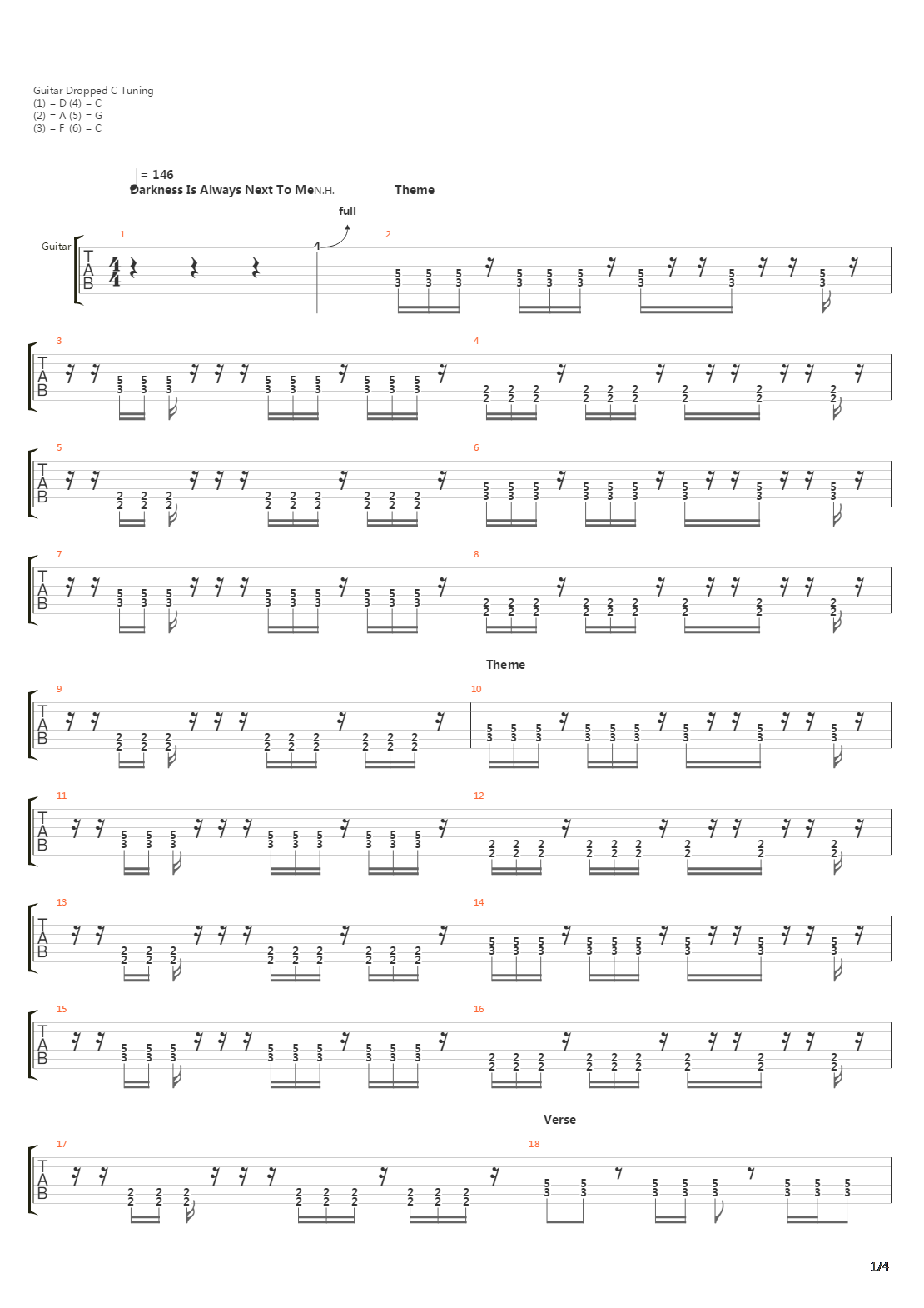 Darkness Is Always Next To Me吉他谱