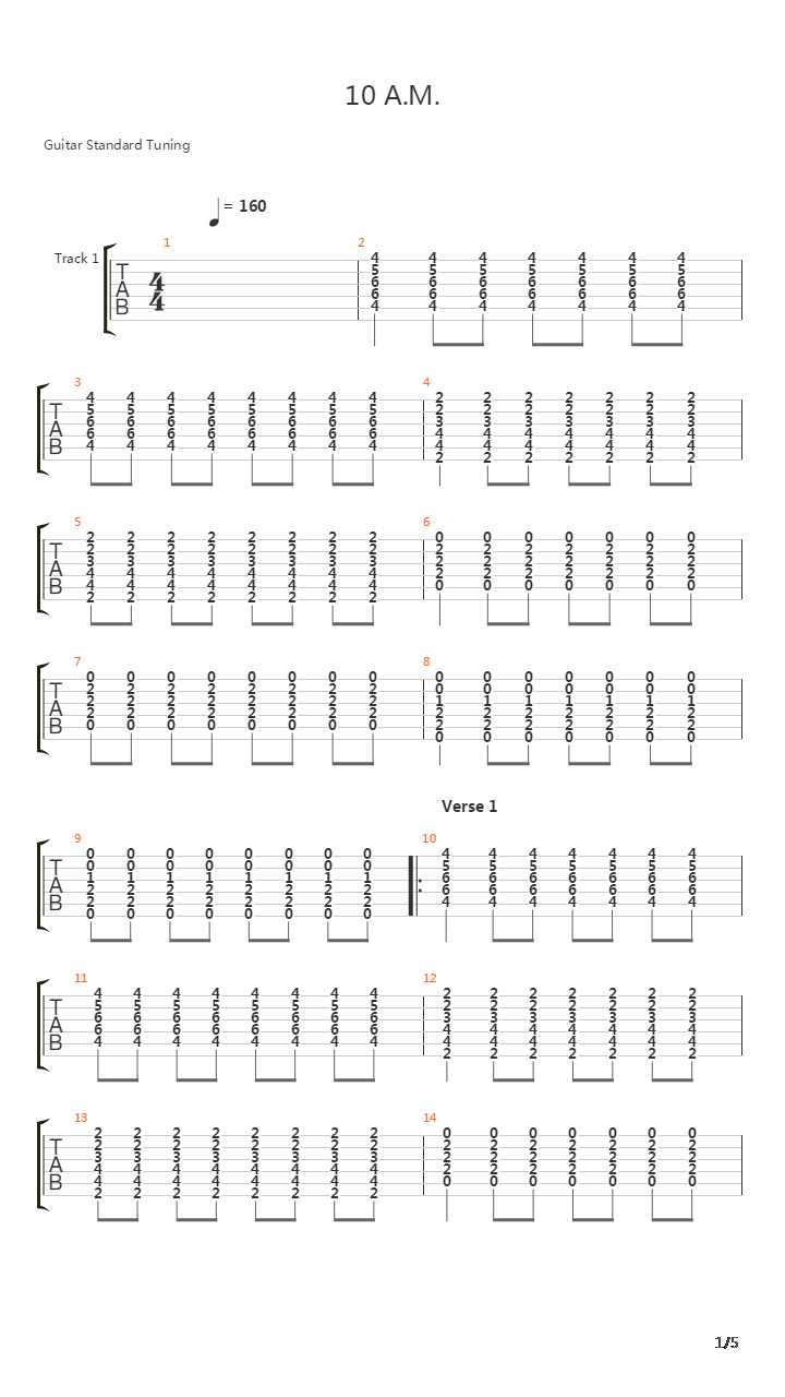 10 Am吉他谱