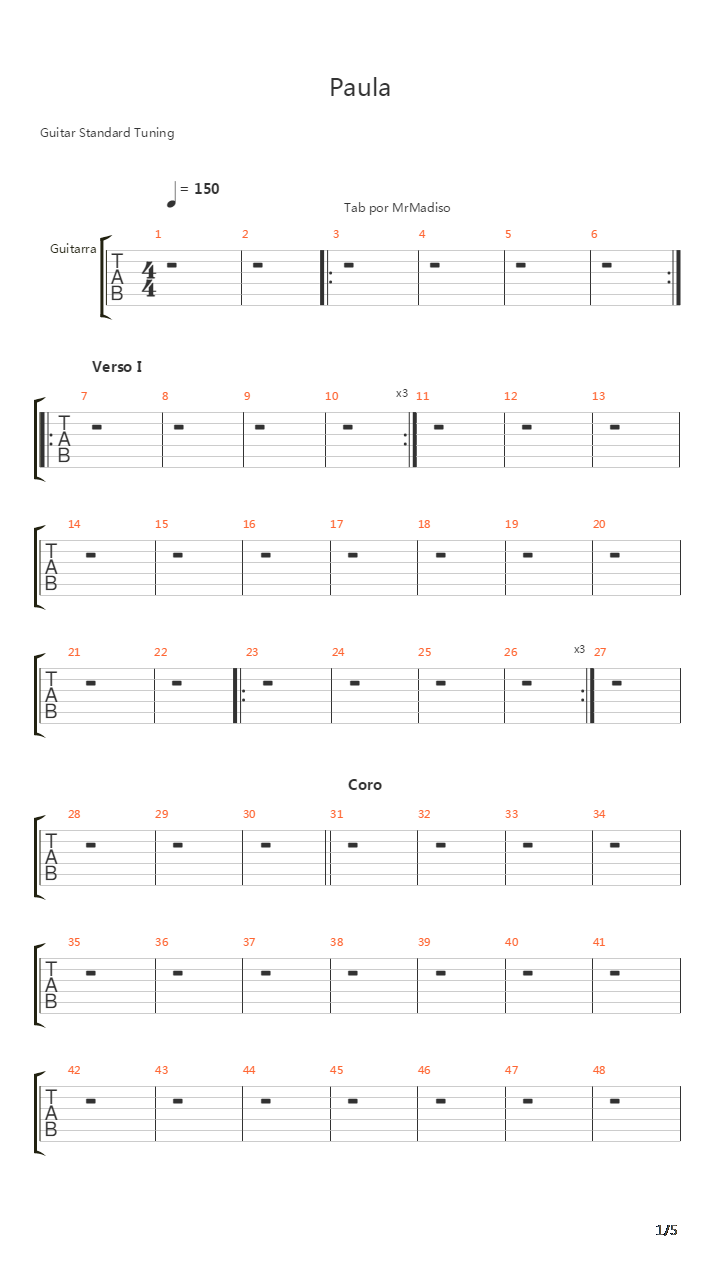 Paula吉他谱