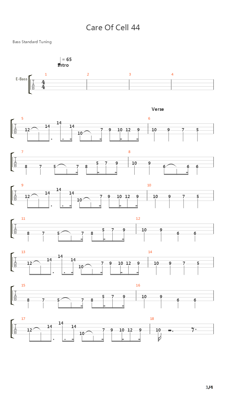 Care Of Cell 44吉他谱