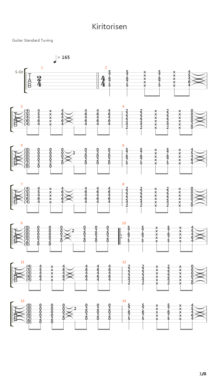 キリトリセン(Kiritorisen 点线)吉他谱