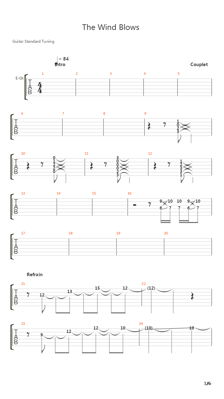 The Wind Blows吉他谱