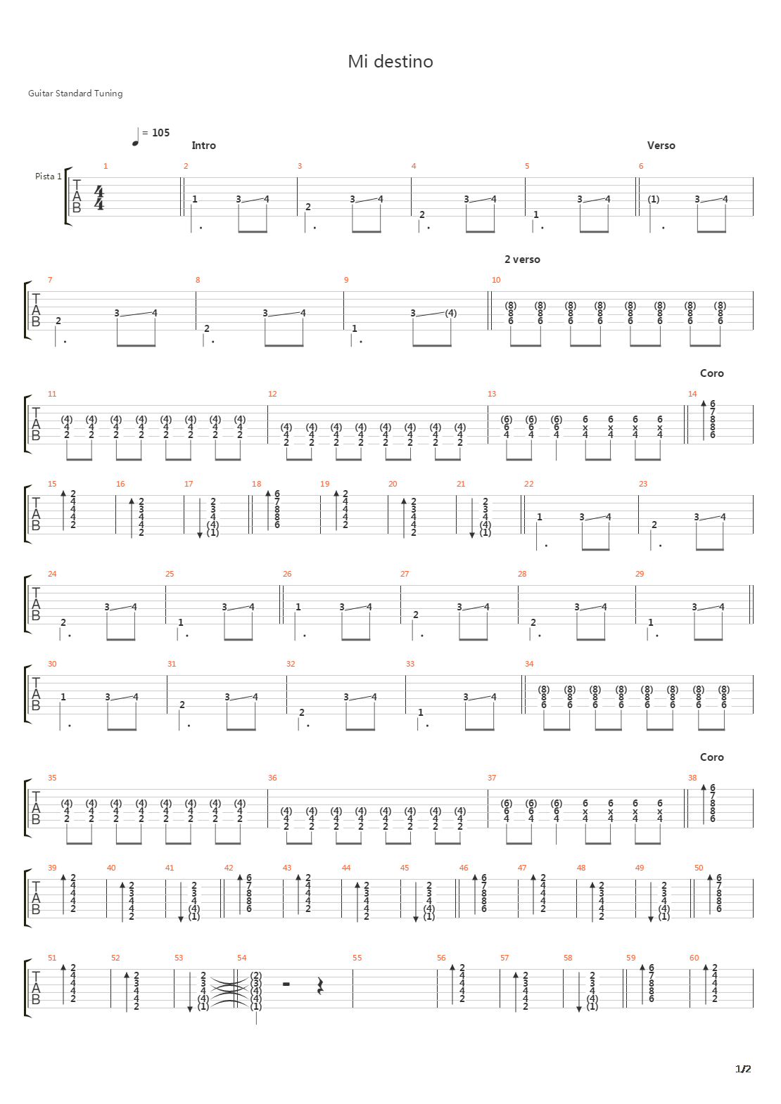 Mi Destino吉他谱