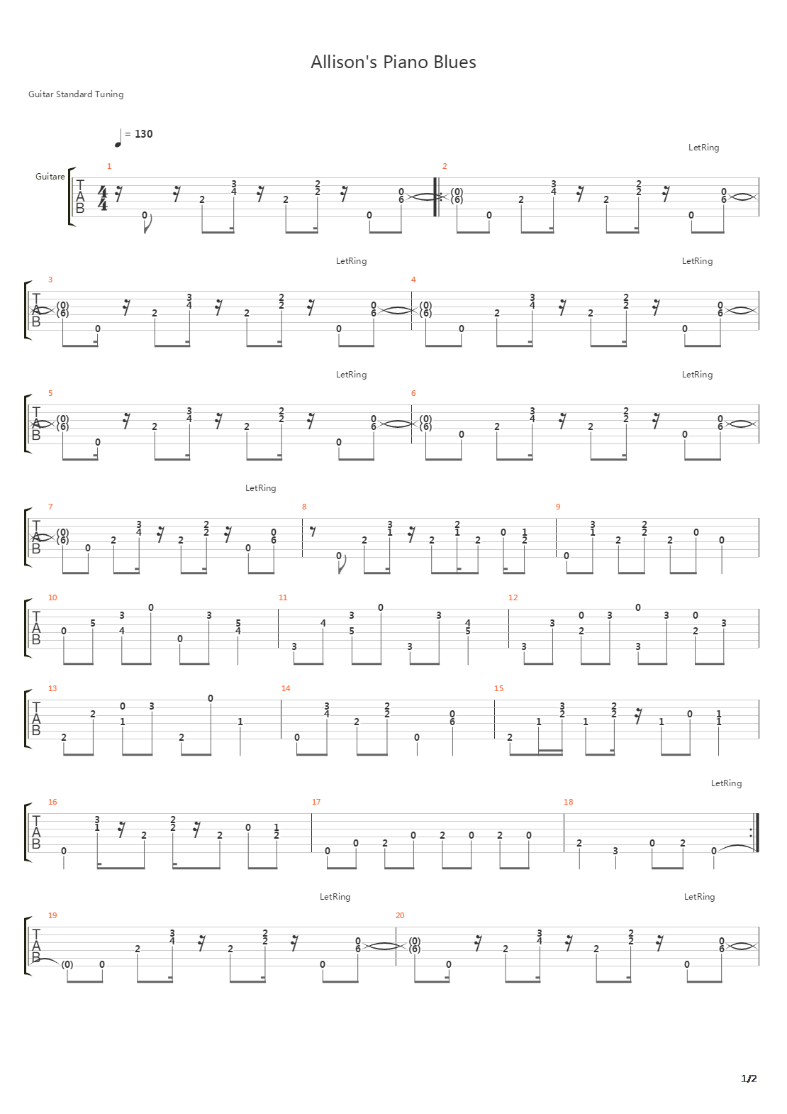 Allisons Piano Blues吉他谱