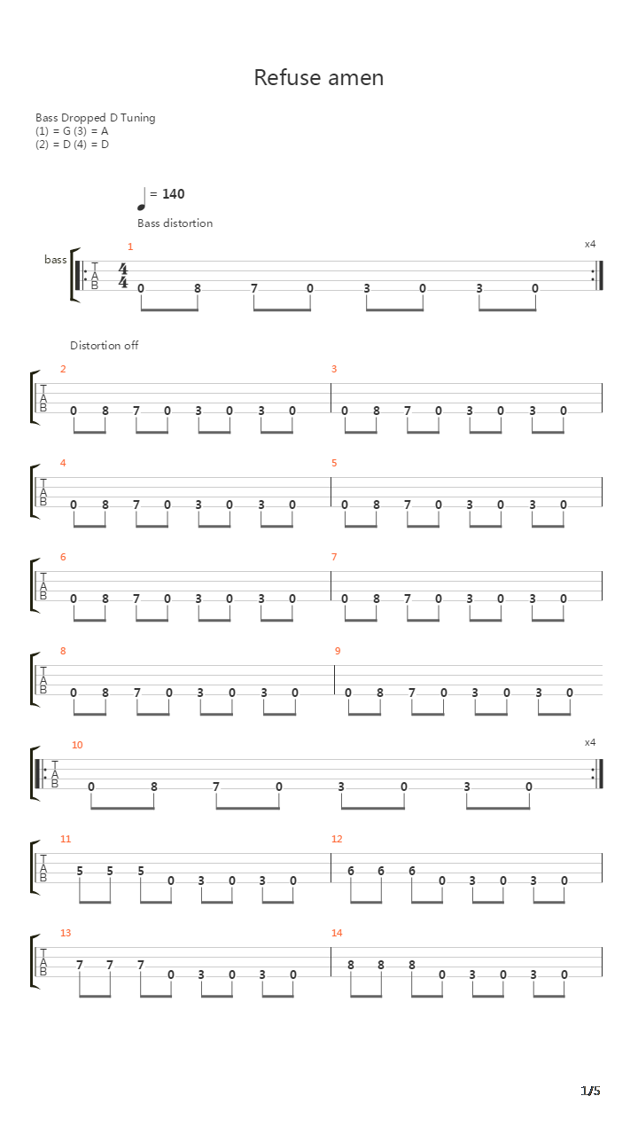 Refuse Amen吉他谱