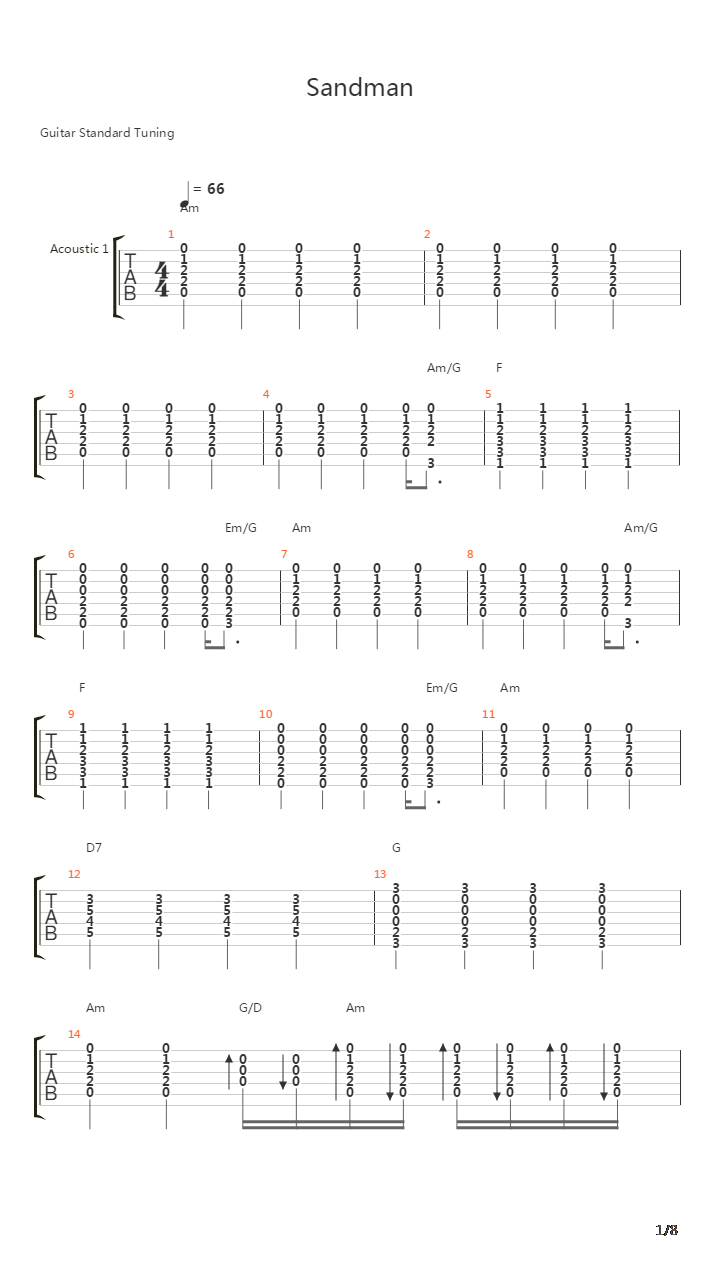 Sandman吉他谱