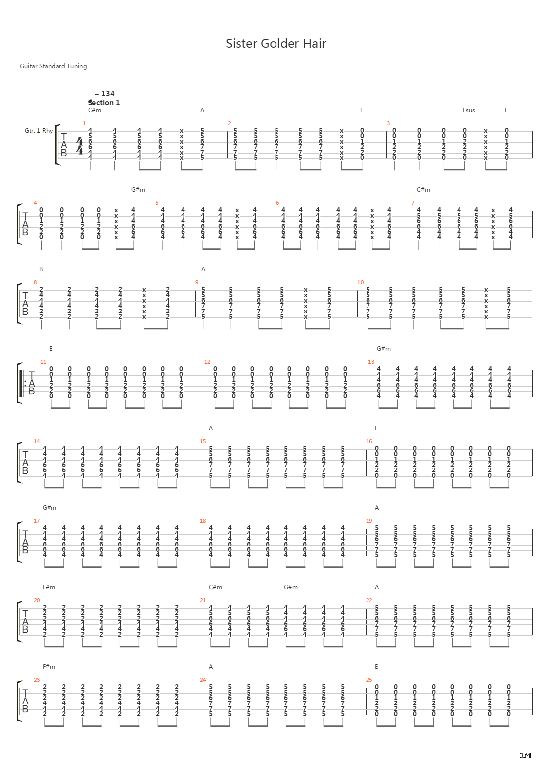 Sister Golden Hair吉他谱