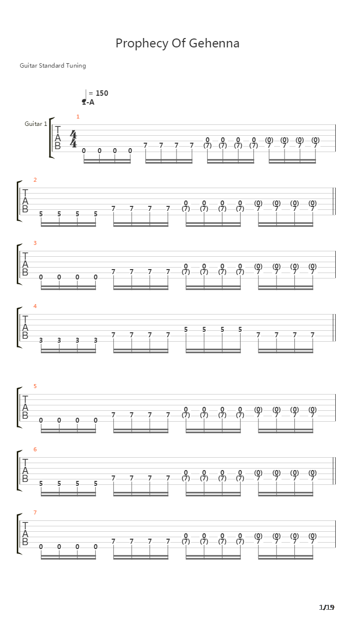 Prophecy Of Gehenna吉他谱