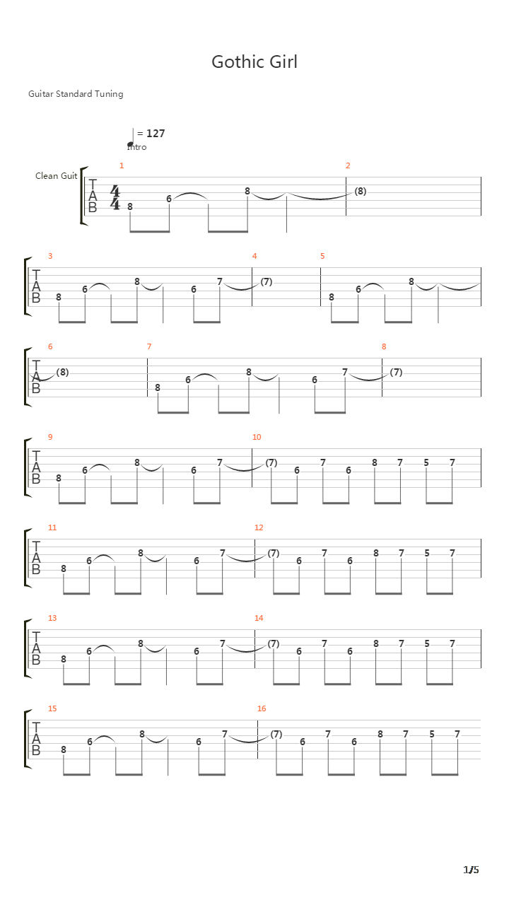 Gothic Girl吉他谱