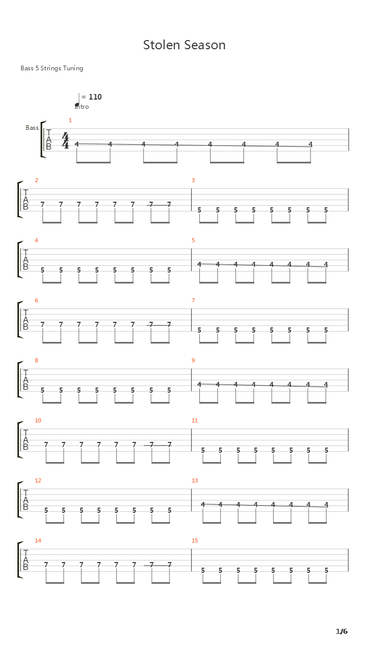 Stolen Season吉他谱