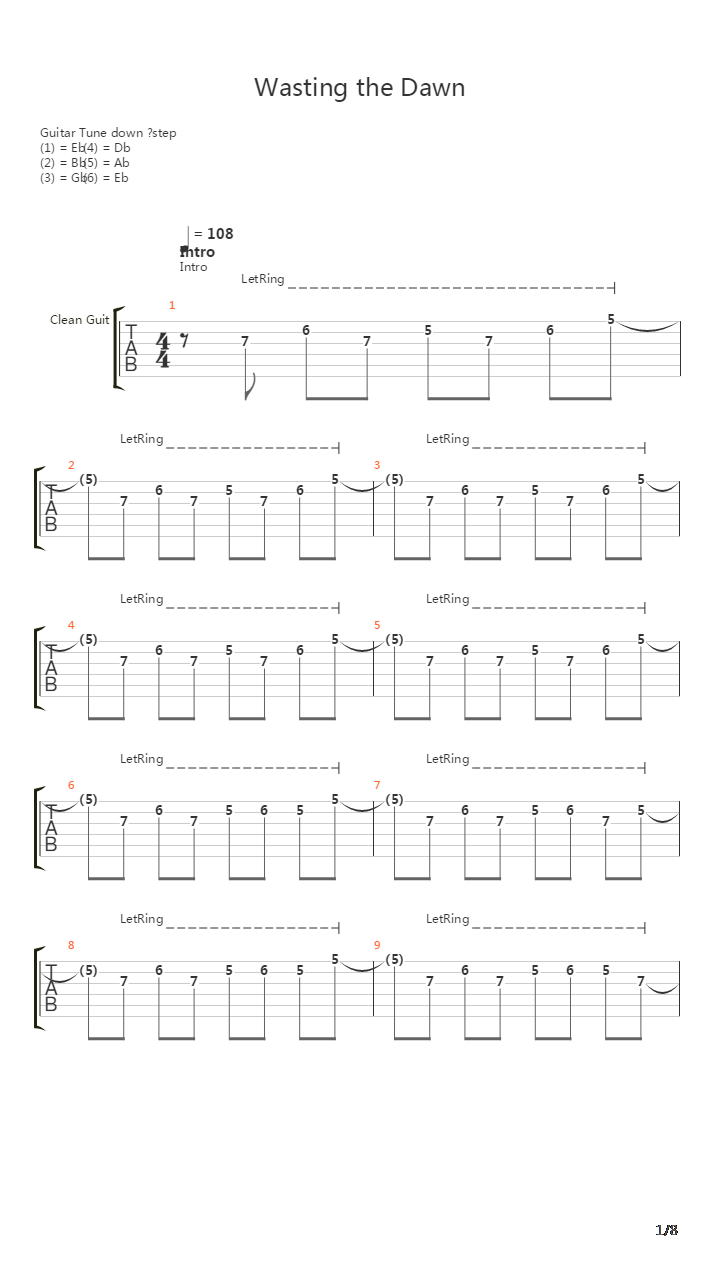 Wasting The Dawn吉他谱