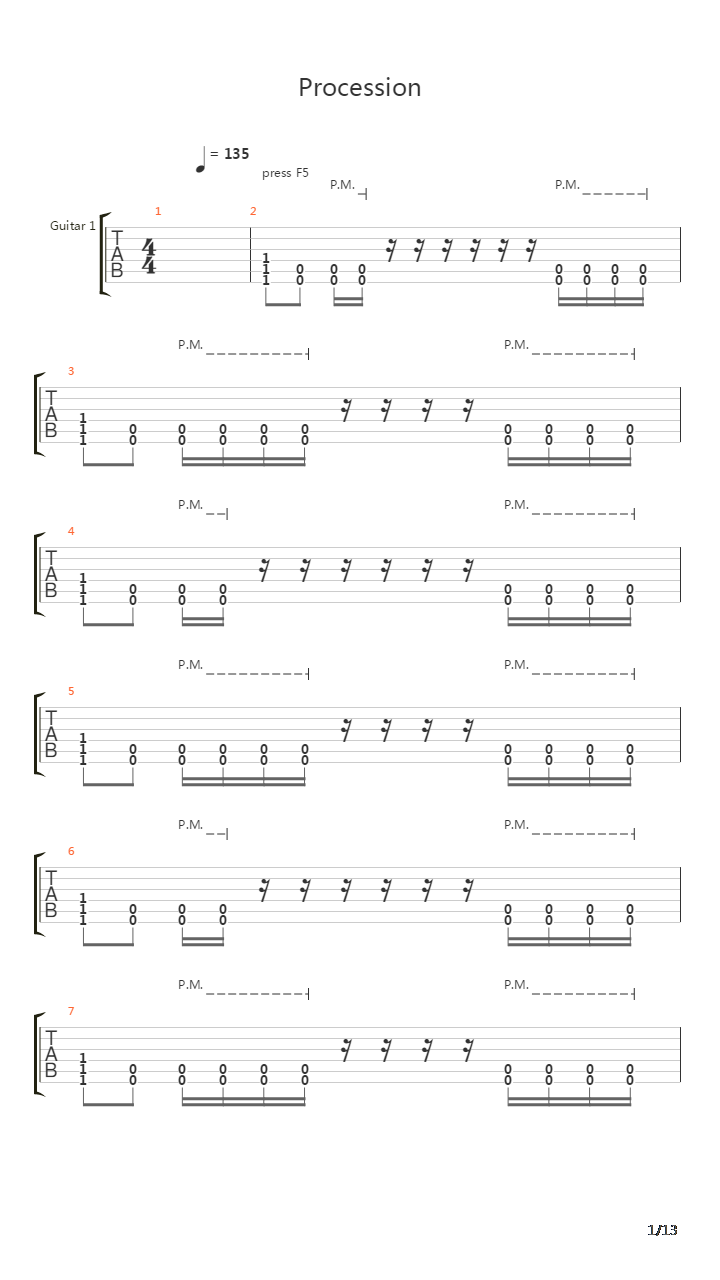 Procession吉他谱