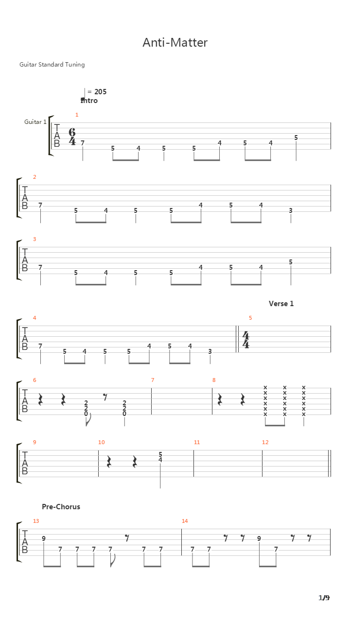 Anti-matter吉他谱
