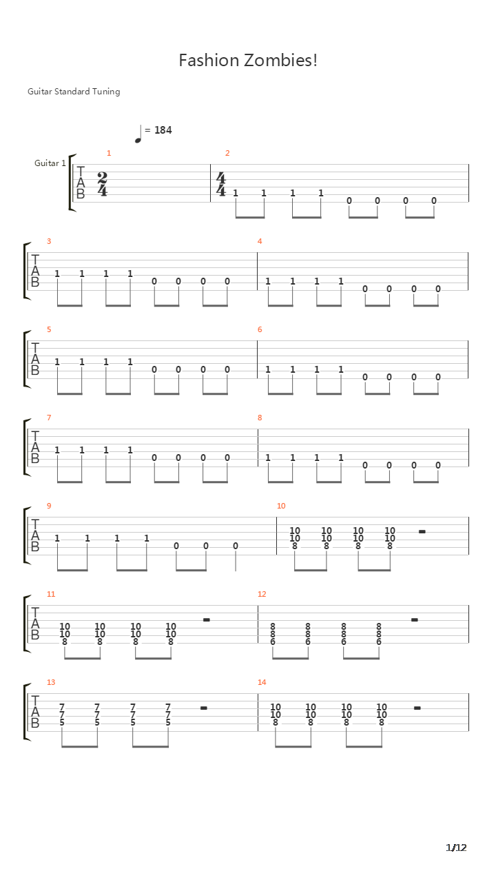 Fashion Zombies吉他谱