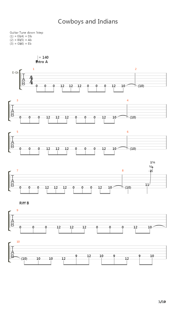 Cowboys And Indians吉他谱