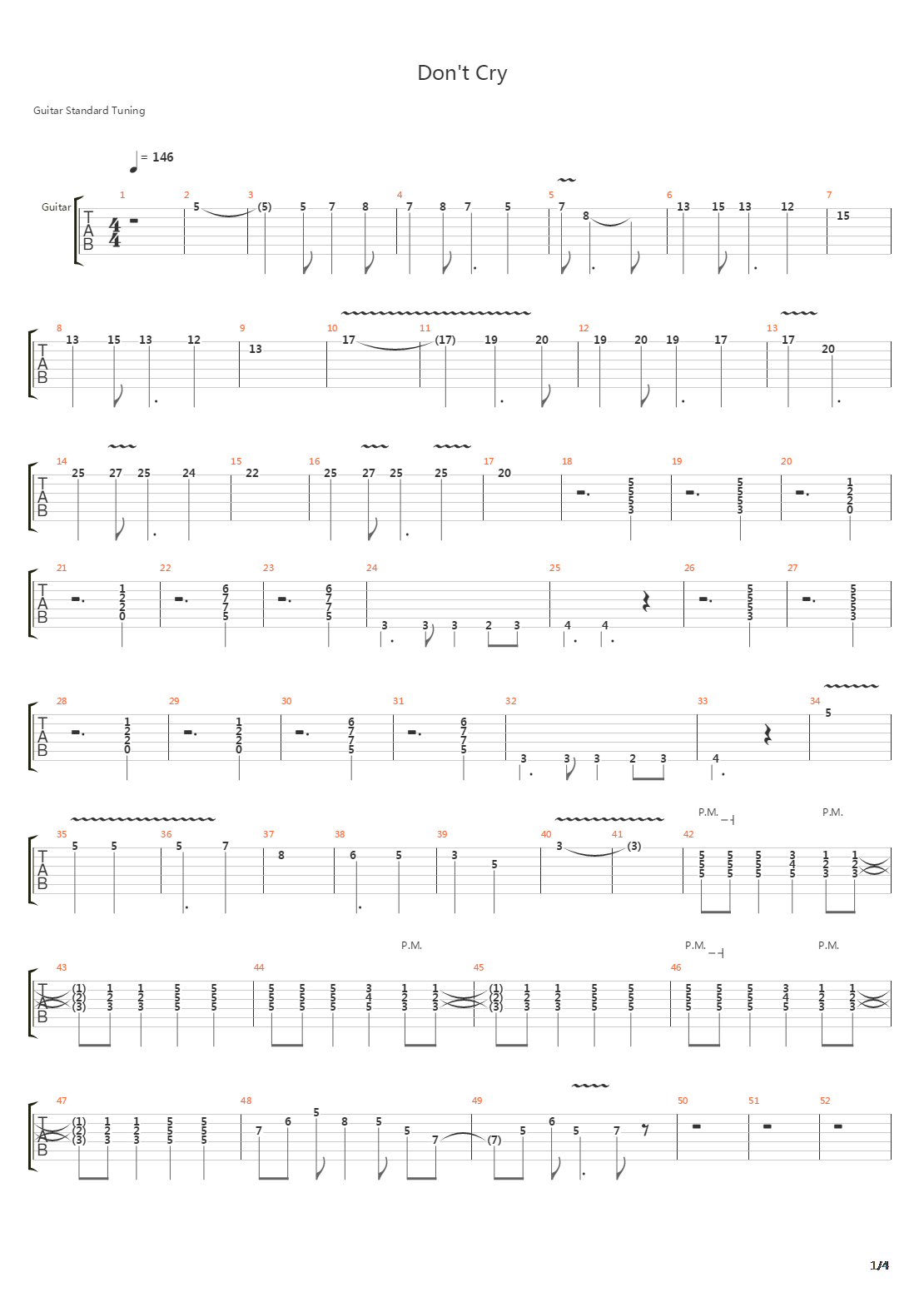 Dont Cry吉他谱