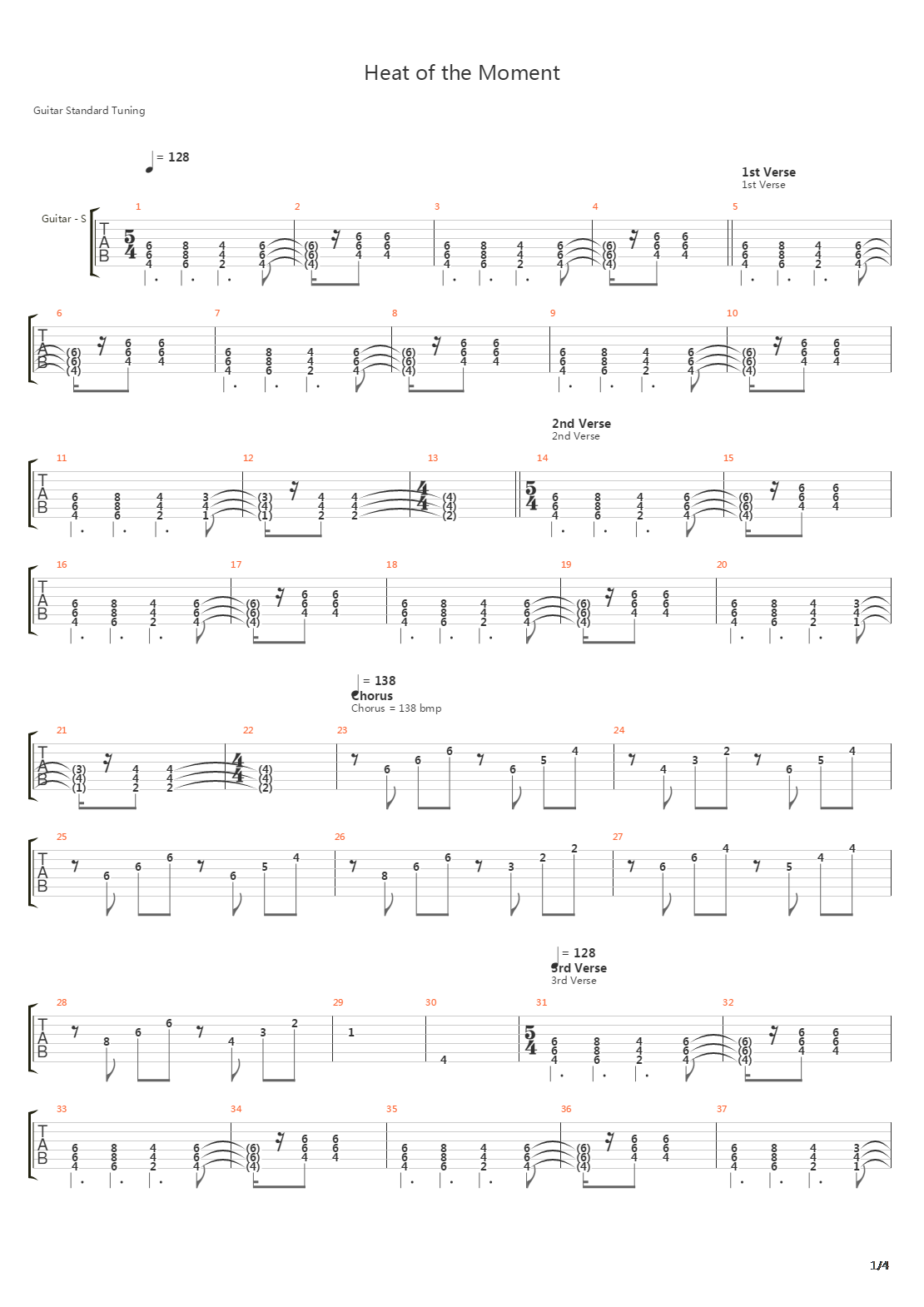 Heat Of The Moment吉他谱