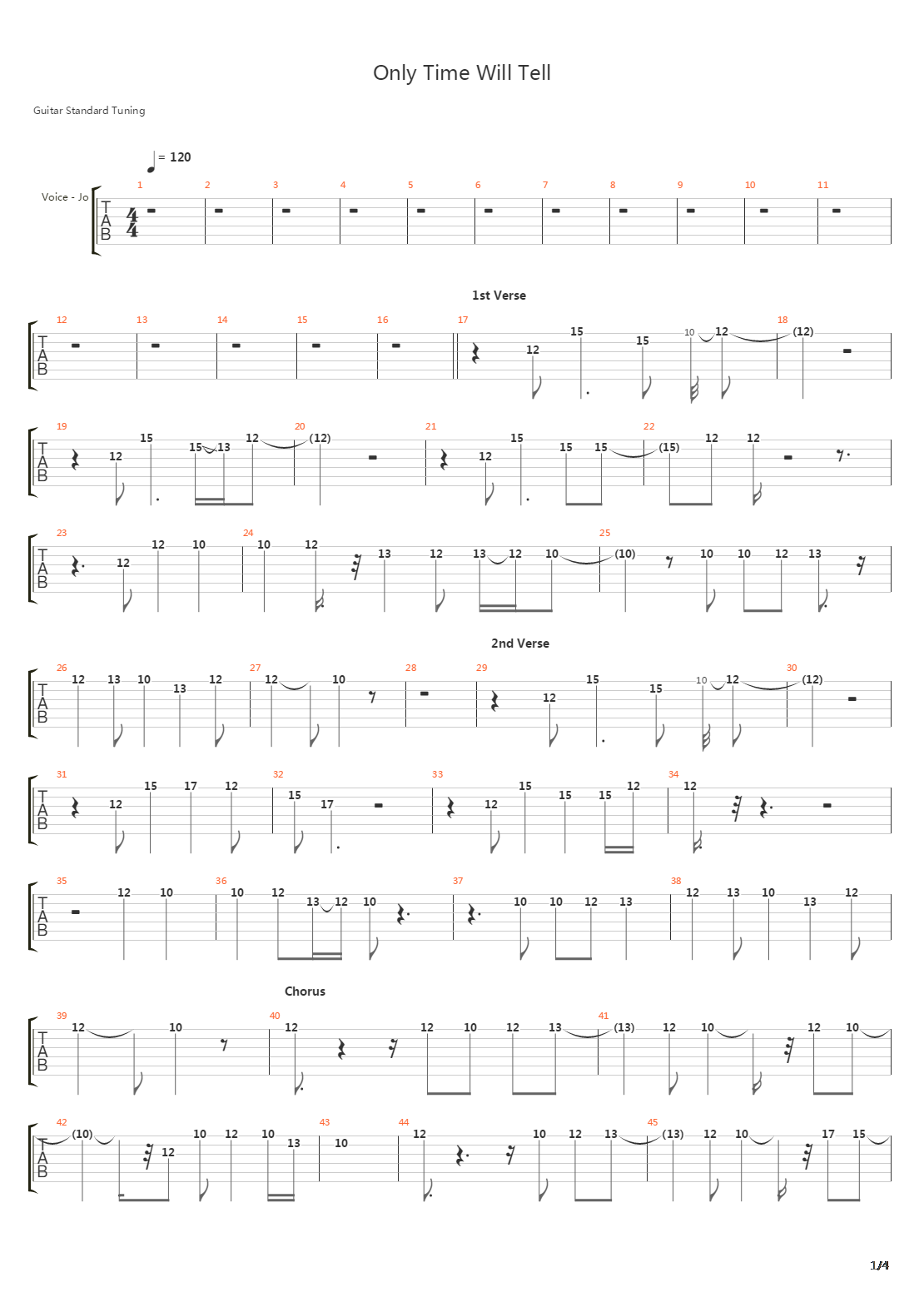 Only Time Will Tell吉他谱