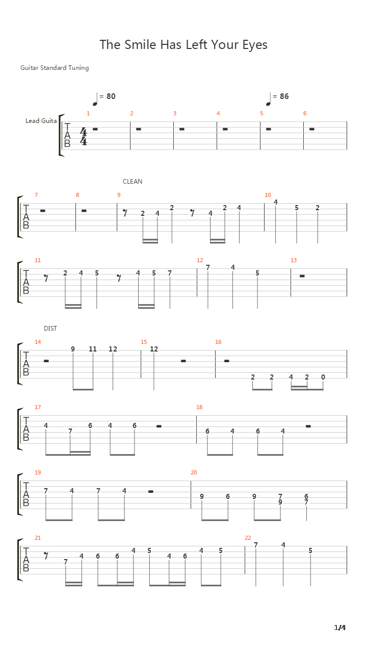 The Smile Has Left Your Eyes吉他谱
