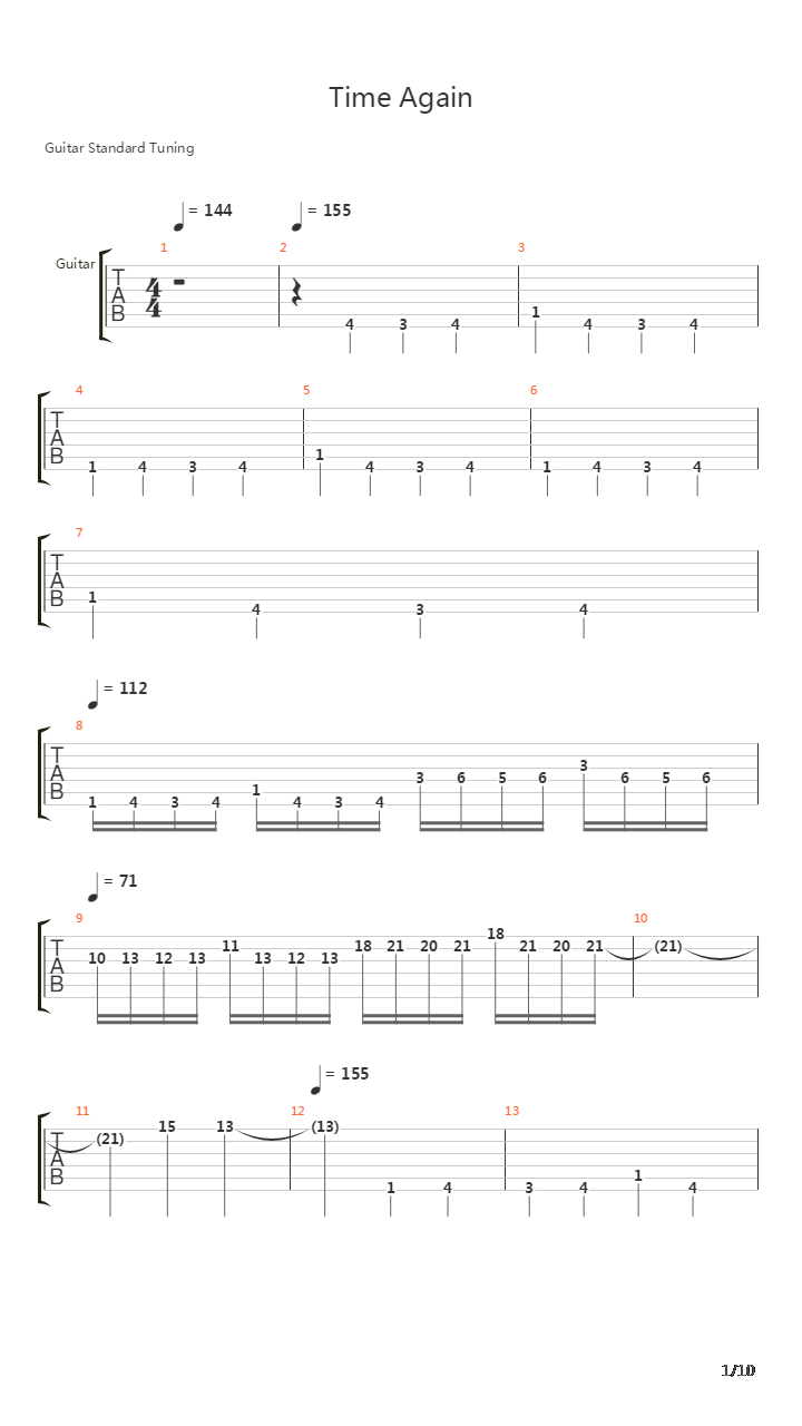 Time Again吉他谱