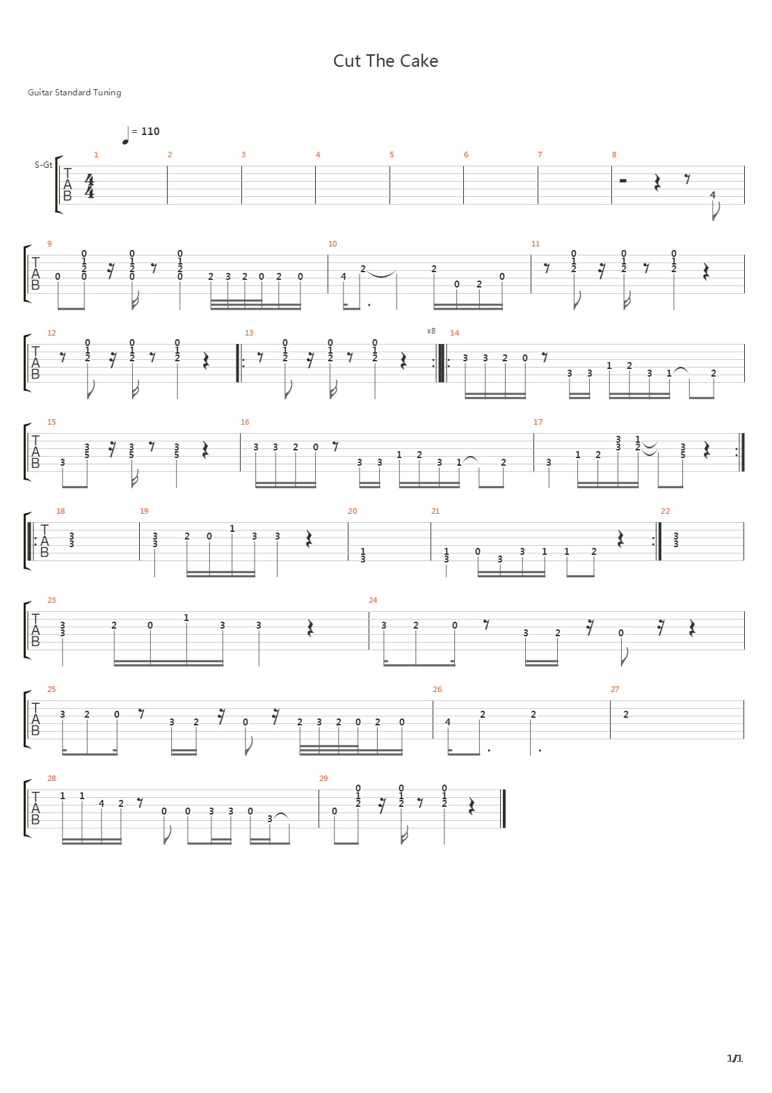 Cut The Cake吉他谱