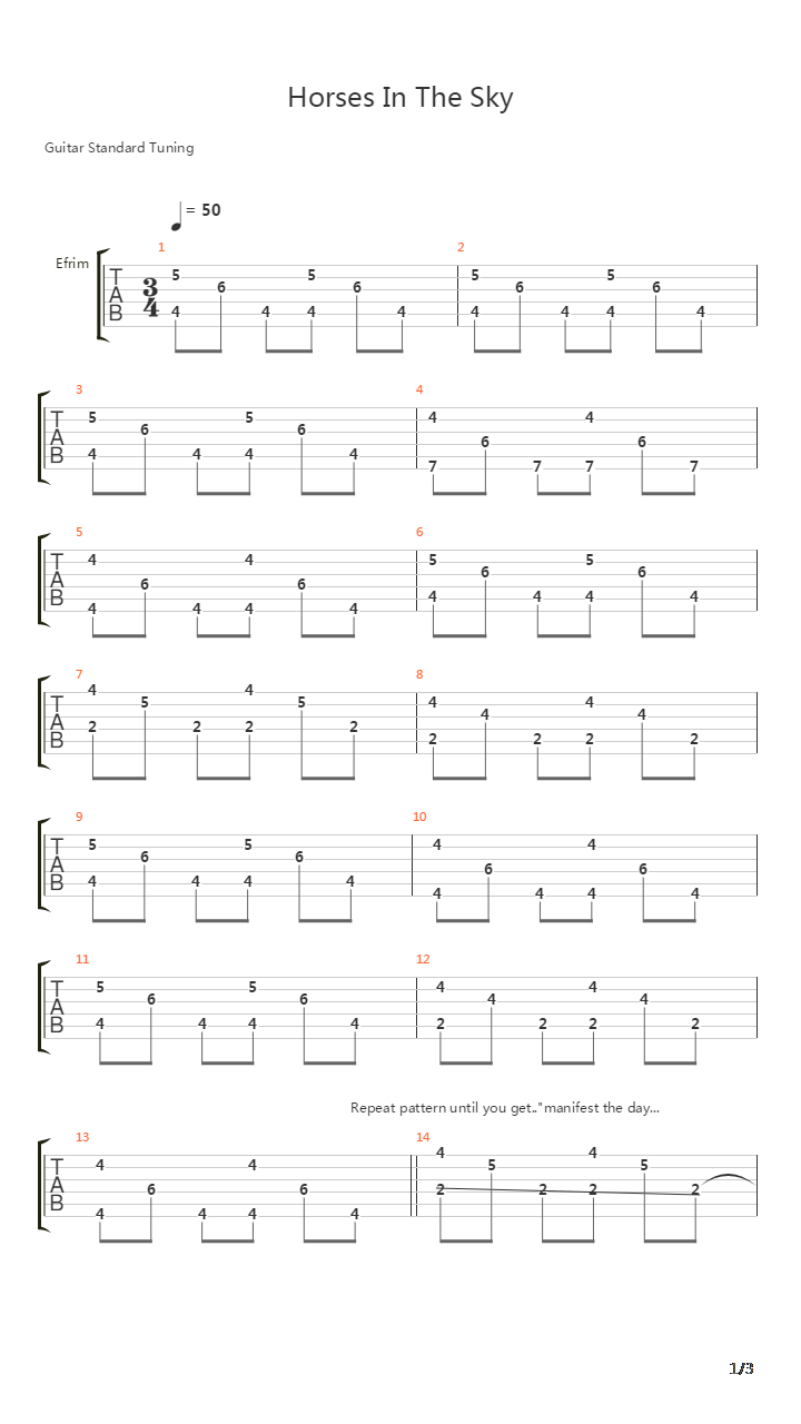 Horses In The Sky吉他谱