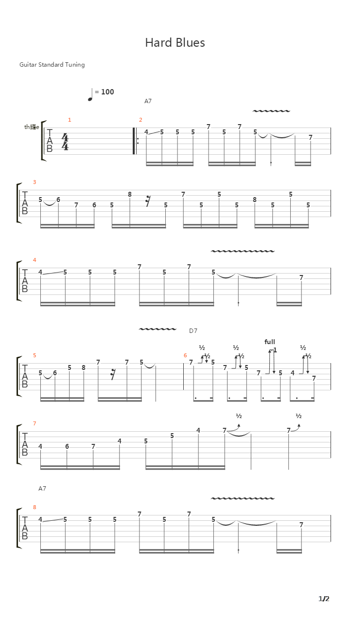布鲁斯练习 - Hard Blues吉他谱