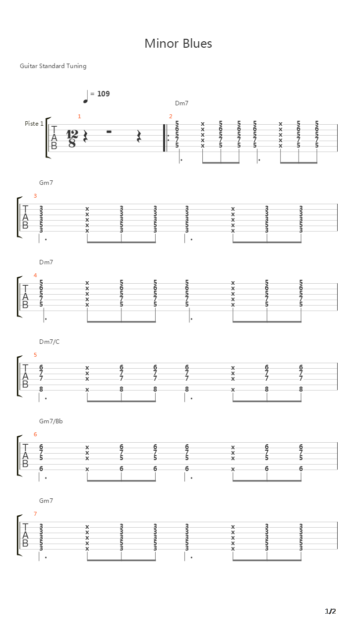 布鲁斯练习 - Minor Blues吉他谱