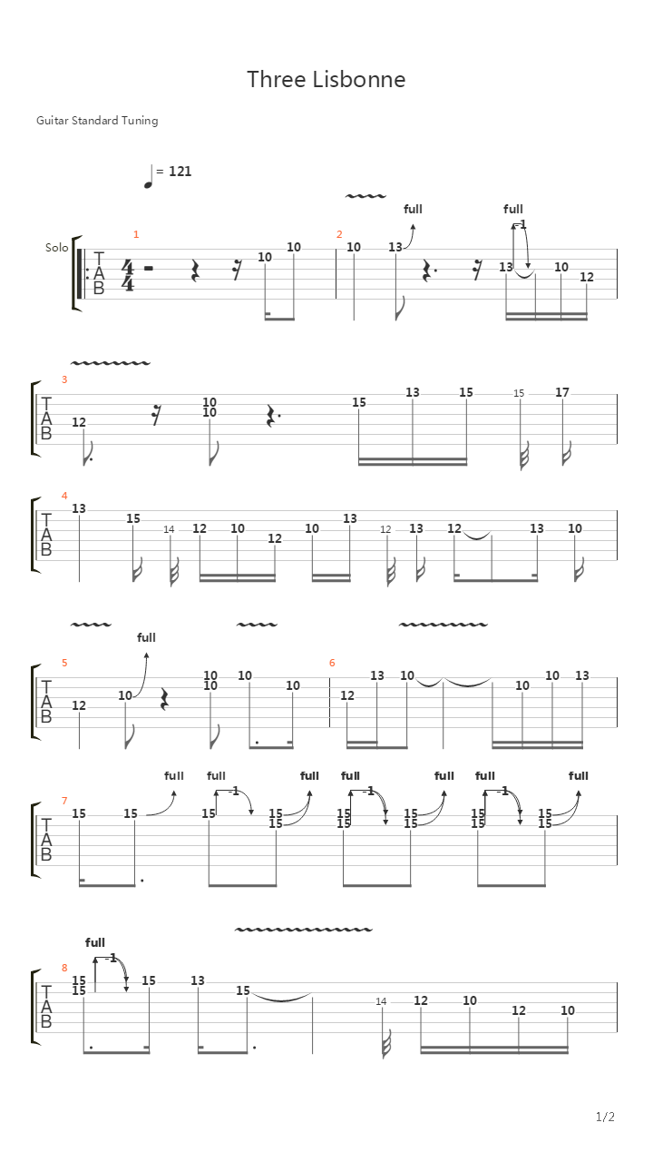 布鲁斯练习 - Three Lisbonne吉他谱