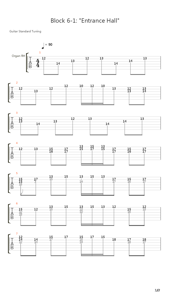 Castlevania 4(恶魔城4) - Entrance Hall(Stage 6-1)吉他谱