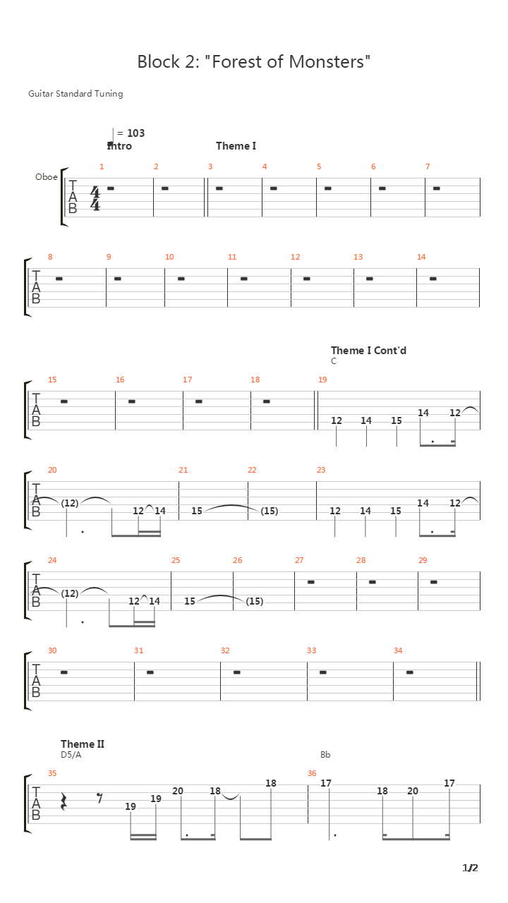 Castlevania 4(恶魔城4) - Forest Monsters(Stage 2)吉他谱