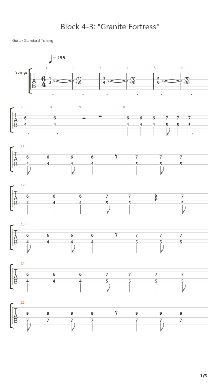 Castlevania 4(恶魔城4) - Granite Fortress(Stage 4-3)吉他谱