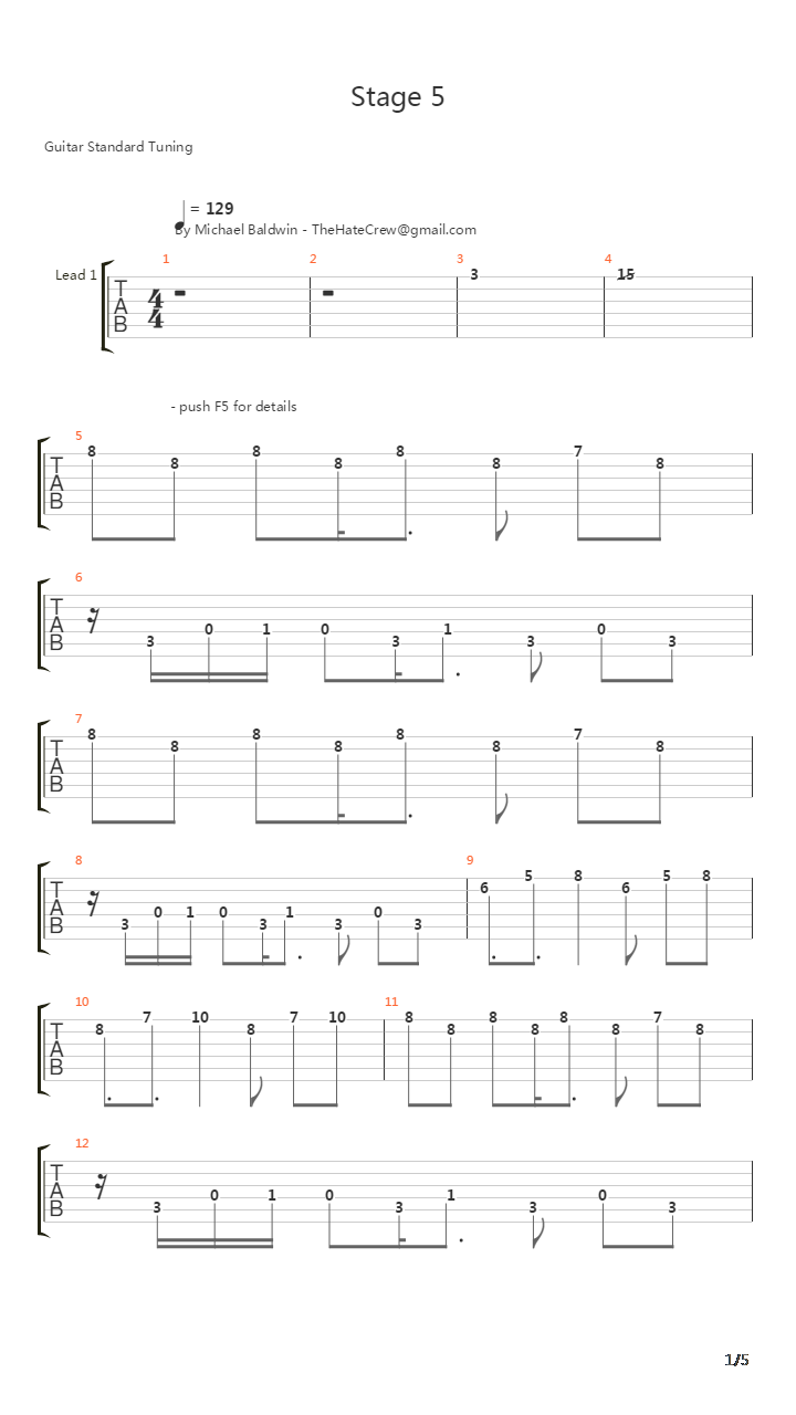 Castlevania(恶魔城) - Stage 5吉他谱