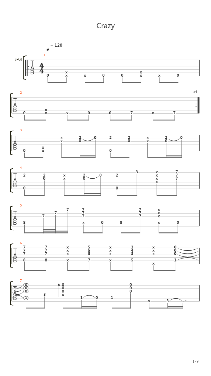 Crazy (Gnarls Barkley)吉他谱