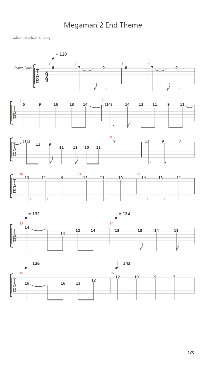 Mega Man 2(洛克人2) - End Theme吉他谱