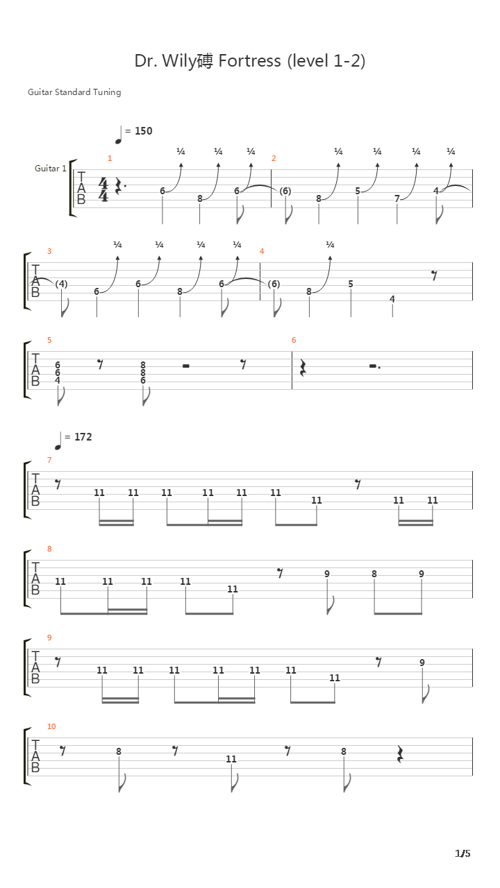 Mega Man 2(洛克人2) - Wilys Fortress吉他谱