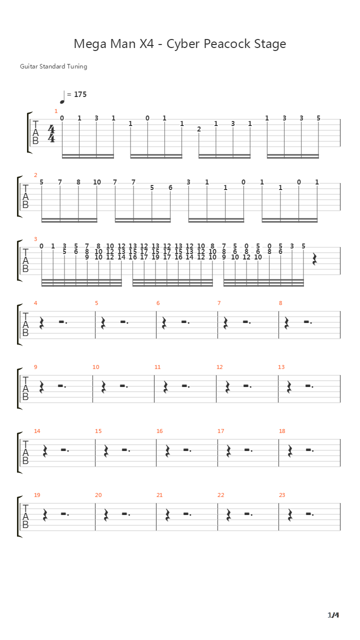Mega Man X4(洛克人X4) - Cyber Space吉他谱